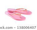 pink female flip-flops isolated on a white background. 138006407