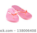 pink female flip-flops isolated on a white background. 138006408