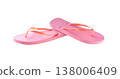 pink female flip-flops isolated on a white background. 138006409