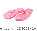 pink female flip-flops isolated on a white background. 138006410