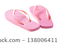 pink female flip-flops isolated on a white background. 138006411