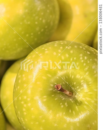 Fresh Green Granny Smith Apples Macro Detail Fresh Green Granny Smith Apples Macro Detail 138006481