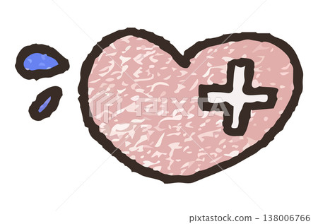 A hand-drawn style heart illustration representing mental health and emotional fatigue. 138006766