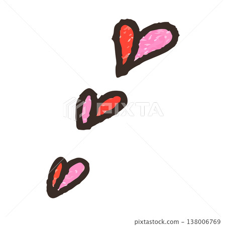 一套可愛的插畫，以手繪風格的紅粉紅雙色愛心為特色。 138006769