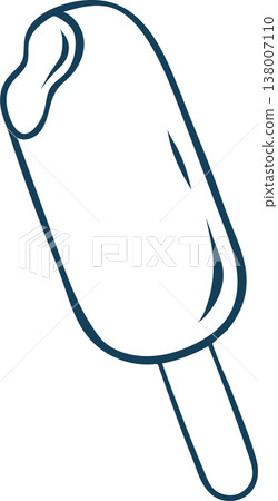 Doodle style chocolate popsicle with Mediterranean blue outline. Clean hand-drawn vector of classic frozen treat for culinary projects or dessert packaging Doodle style chocolate popsicle with Mediterranean blue outline. Clean hand-drawn vector of classic frozen treat for culinary projects or dessert packaging 138007110
