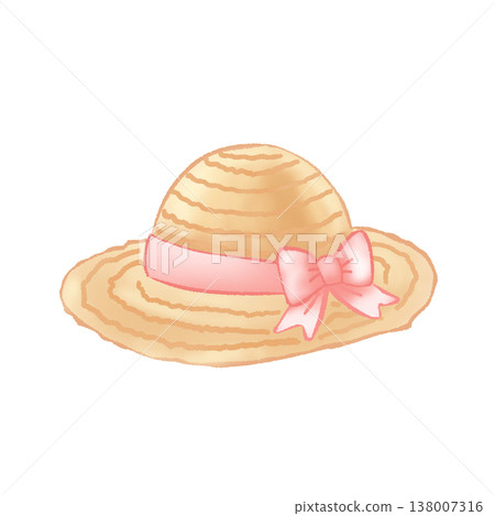 Straw Summer Beach Hat With Ribbon 138007316