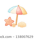 Colorful Beach Umbrella With Seashell 138007629