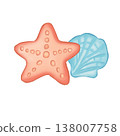 Cute Starfish And Seashell 138007758