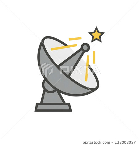 Celestial signal broadcasting via parabolic antenna with star, global digital network. 138008057