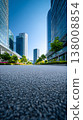 Urban Landscape Low Angle View of Road and Modern Buildings Under Blue Sky 138008854