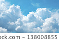 White Cumulus Clouds Against a Bright Blue Sky Background, Beautiful Weather Pattern 138008855
