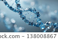 Abstract DNA Strand Model Square Cubes and Transparent Connectors on Blue Background 138008867