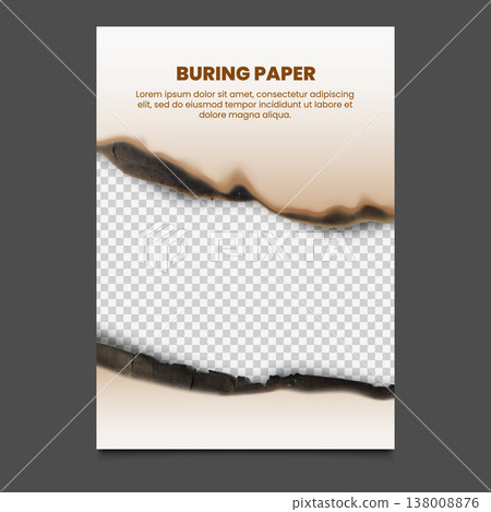 A frame made of burnt, torn paper along the top and bottom edges with an insulated center. A frame made of burnt, torn paper along the top and bottom edges with an insulated center. 138008876