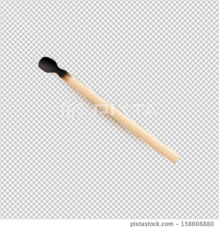 A burnt match with a dark charred head, isolated on a transparent background. 138008880