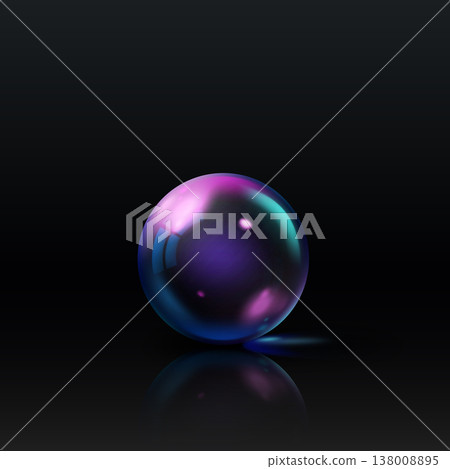 A realistic glass sphere with a neon gradient of purple and blue shades. A realistic glass sphere with a neon gradient of purple and blue shades. 138008895
