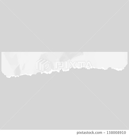 White crumpled torn paper page strip bottom jagged edge, torn sheet fragment, vector realistic wrinkled cardboard scrap 138008910