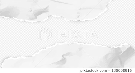 A banner with realistic, crumpled pieces of torn white paper, along the top and bottom edges. A banner with realistic, crumpled pieces of torn white paper, along the top and bottom edges. 138008916