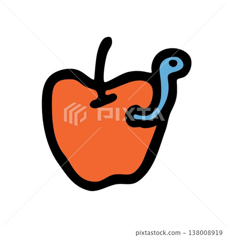 Apple doodle icon hand drawn with black line in freehand style and colored 138008919