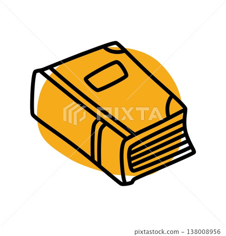 Doodle book icon hand drawn with thin line and colored with colorful blob Doodle book icon hand drawn with thin line and colored with colorful blob 138008956