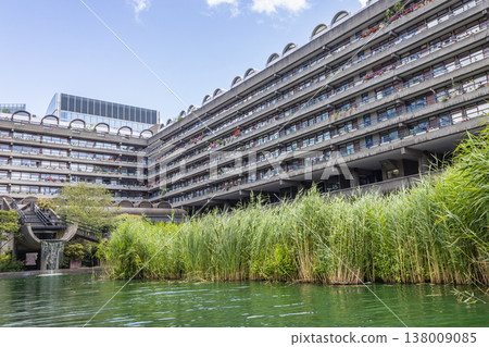 Brutalist architecture of the Barbican Estate in London, UK 138009085