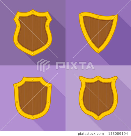 Collection of yellow shields with shadows Collection of yellow shields with shadows 138009194