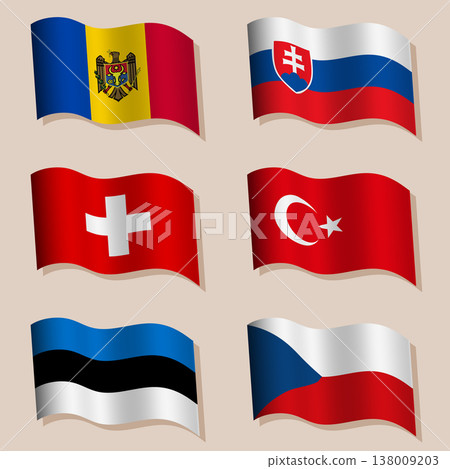 Set of wavy flags of the world Set of wavy flags of the world 138009203