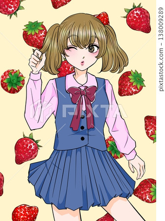 一個穿著校服、綁著雙馬尾辮的女孩 一個穿著校服、綁著雙馬尾辮的女孩 138009289