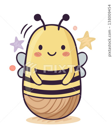 Cute kawaii bee. Roly poly toy. Tumbler doll. Vector isolated illustration Cute kawaii bee. Roly poly toy. Tumbler doll. Vector isolated illustration 138009454