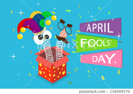 3D Isometric Flat Vector Illustration of April Fool Day, Surprise or Prank Box, Cheerful Jack 3D Isometric Flat Vector Illustration of April Fool Day, Surprise or Prank Box, Cheerful Jack 138009570