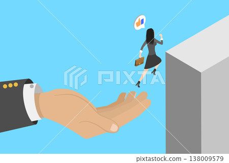 3D Isometric Flat Vector Illustration of Helping Hand, Assisting Businesswoman To Jump Farther In Business 3D Isometric Flat Vector Illustration of Helping Hand, Assisting Businesswoman To Jump Farther In Business 138009579