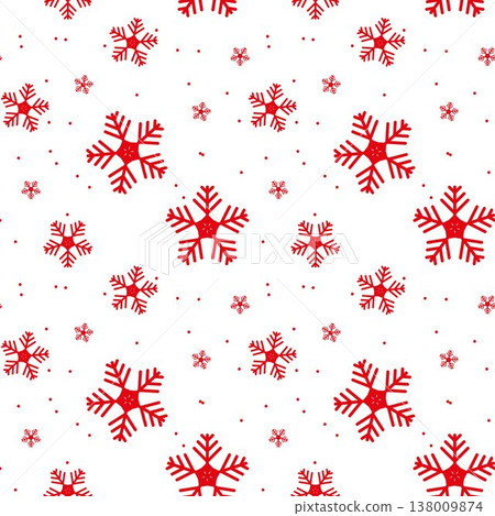 Christmas seamless pattern of snowflakes, red on white background 138009874