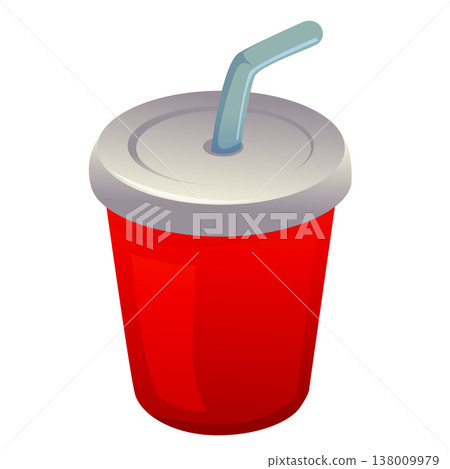 drink cola cup with straw 138009979
