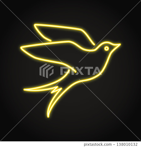 Flying swallow bird neon icon 138010132