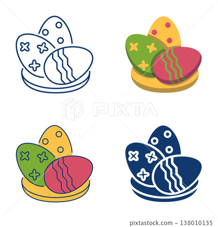 Painted eggs icon set 138010135