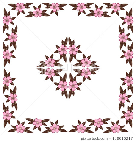Square pastel floral frame with element in center Square pastel floral frame with element in center 138010217