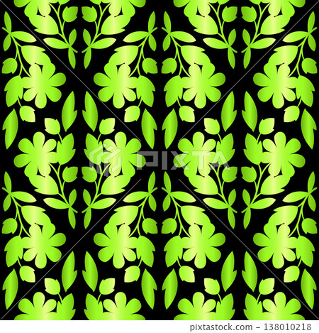 pattern of Neon green flowers on black background pattern of Neon green flowers on black background 138010218
