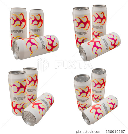 軟性飲料插圖資料：三種能量飲料（1）- 四張插圖 138010267