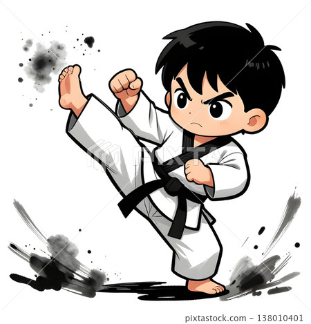 Little baby boy in TAEKWONDO dobok kimono on white background. The concept icon of martial arts, karate, judo, sports since childhood, discipline. Defence concept with copy space. Little baby boy in TAEKWONDO dobok kimono on white background. The concept icon of martial arts, karate, judo, sports since childhood, discipline. Defence concept with copy space. 138010401