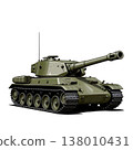 An army battle tank with a cannon on tracks. Military paint. Comic illustration. 138010431