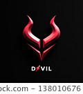 Red devil horns logo, dark fantasy demon emblem with fire accent 138010676