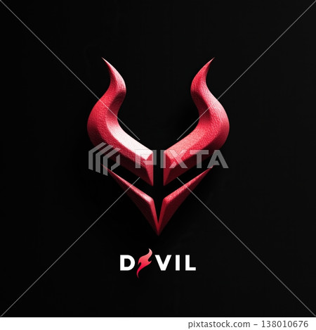 Red devil horns logo, dark fantasy demon emblem with fire accent Red devil horns logo, dark fantasy demon emblem with fire accent 138010676