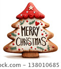Wooden Christmas tree toy with inscription MERRY CHRISTMAS on white background 138010685