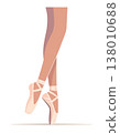 Vector illustration of ballerina legs in pointe shoes, elegant ballet pose with minimal clean design 138010688