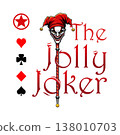 Jolly Joker. Evil jester joker head with red hat and creepy smile. Vector 138010703