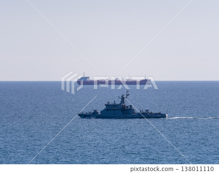 Warships (missile boats) sailing the sea 138011110