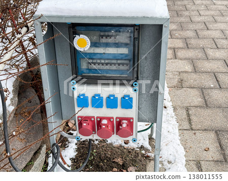 Outdoor Electrical Distribution Box with Industrial Power Socket. 138011555