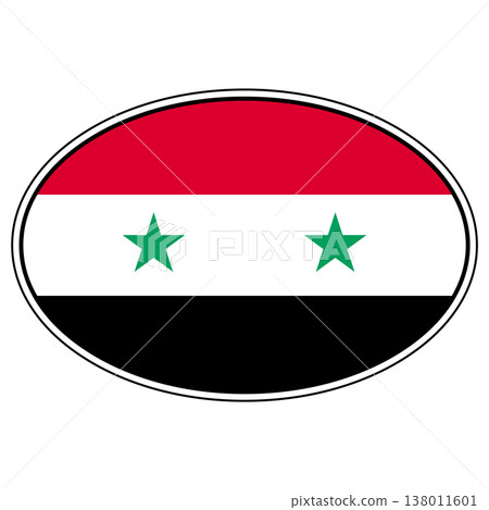 Syria national flag oval sticker emblem patriotic graphic illustration Syria national flag oval sticker emblem patriotic graphic illustration 138011601