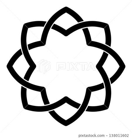 Interwoven geometric knot flower star knotwork floral symbol isolated scalable Interwoven geometric knot flower star knotwork floral symbol isolated scalable 138011602