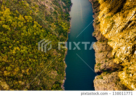 Aerial view of river Sil Canyon, Galicia Spain 138011771