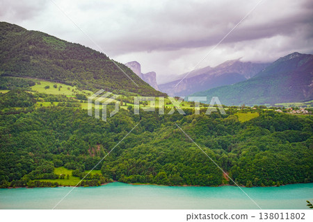 Mountains and Lake Sautet in France Mountains and Lake Sautet in France 138011802